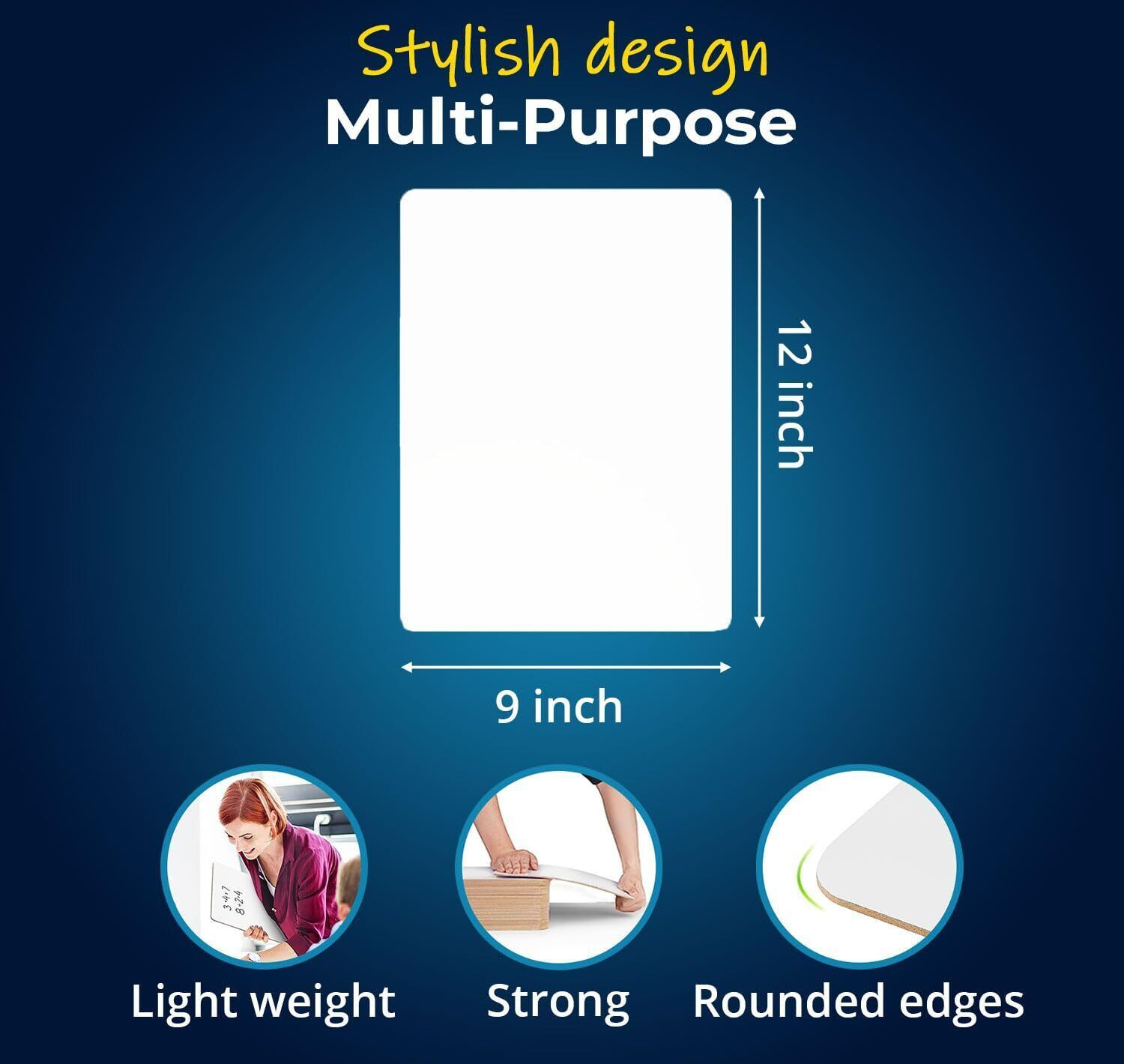 Image of Lifekrafts Dry, Erase Lap Boards-Size:(9x12) inches|Pack of 2|Students Teachers Writing Drawing, Reusable, Durable, Portable, Single Sided Whiteboard. White board