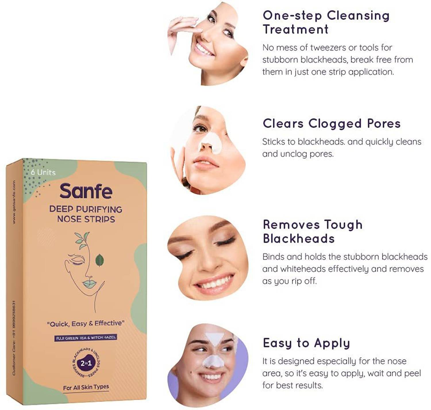 Sanfe Paper Blackhead Remover Strips Pack of 6 - Image 3
