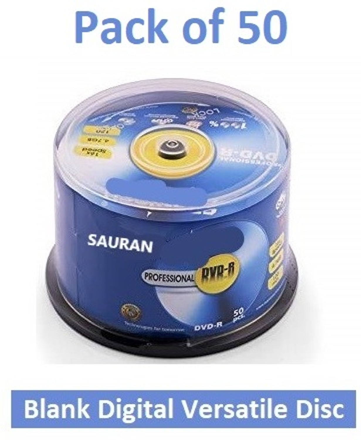 Image of Sauran DVD Recordable Pack of 50 Blank Digital Versatile Disc DVD 4.7 GB