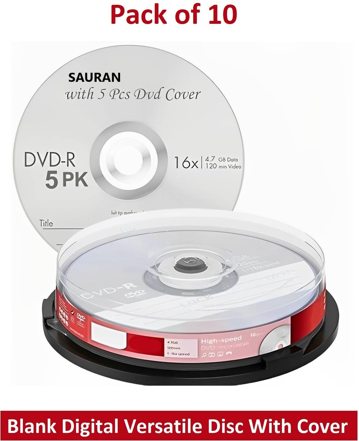 Sauran DVD Recordable Pack of 10 Blank Digital Versatile Disc With