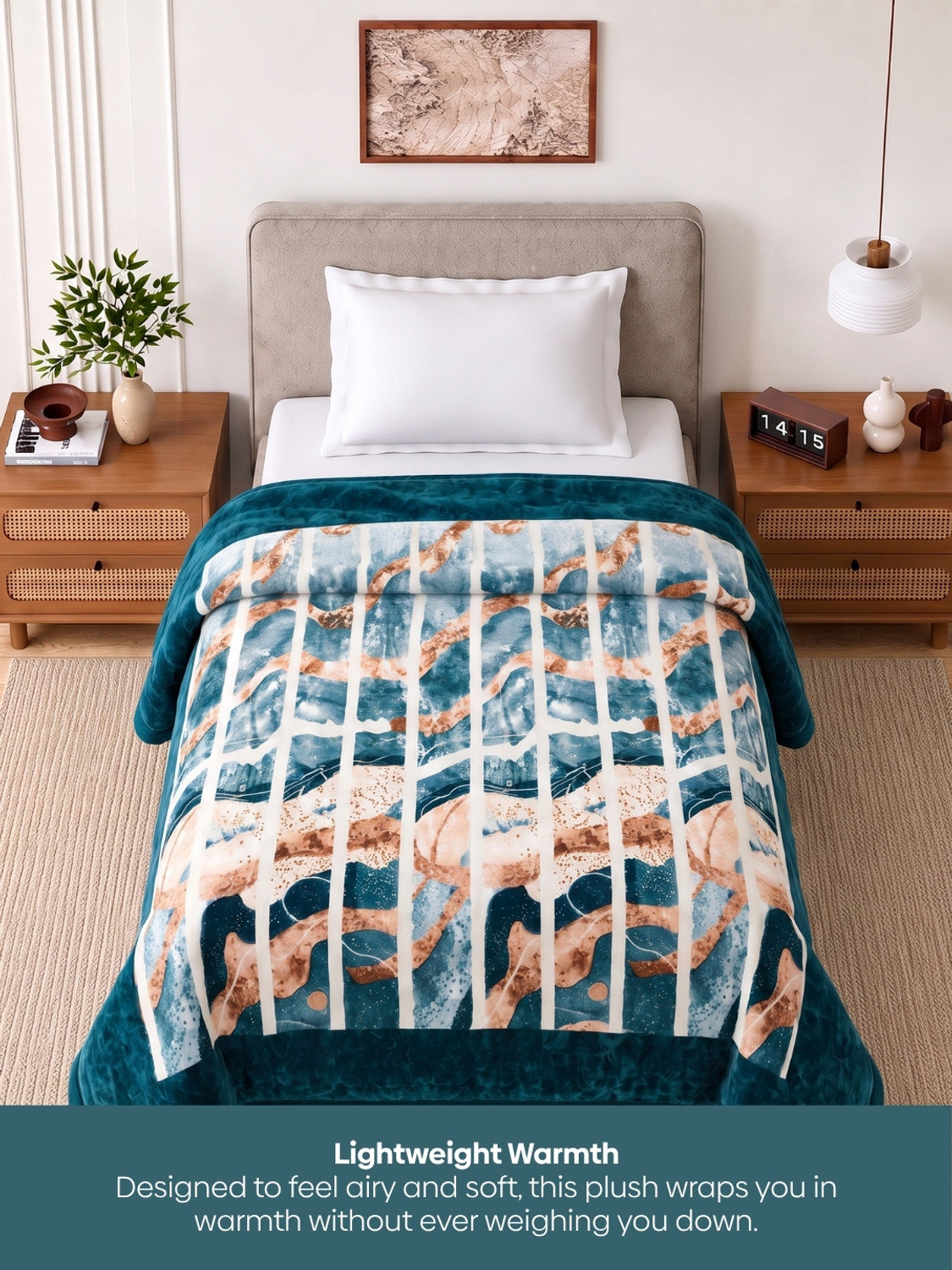 Image of haus & kinder Printed Single AC Blanket for Mild Winter (Polyester, Multicolor)