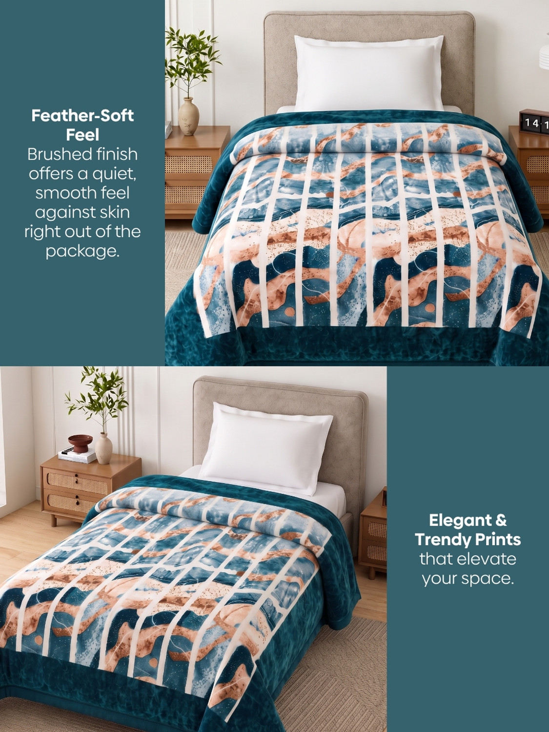 Image of haus & kinder Printed Single AC Blanket for Mild Winter (Polyester, Multicolor)