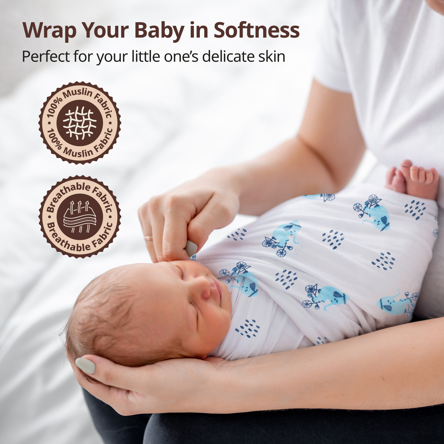 Image of LuvLap Printed Single Swaddling Baby Blanket for AC Room