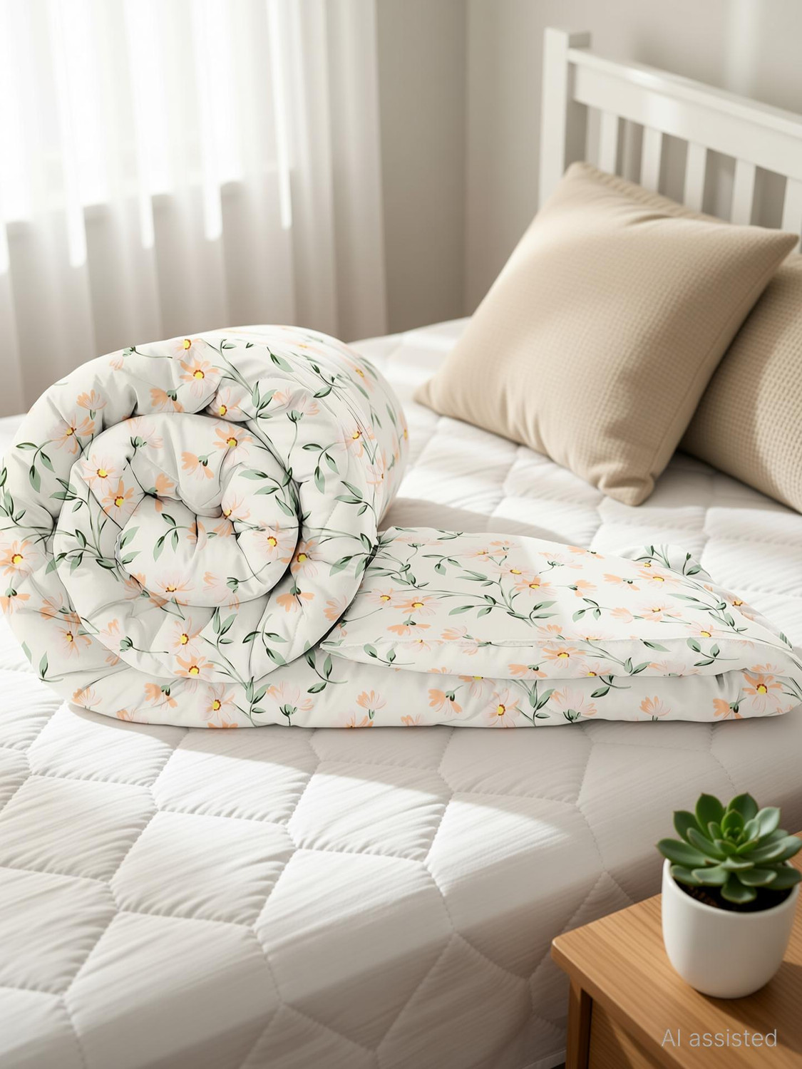 Image of Floating Dreams Geometric Single AC Blanket for AC Room