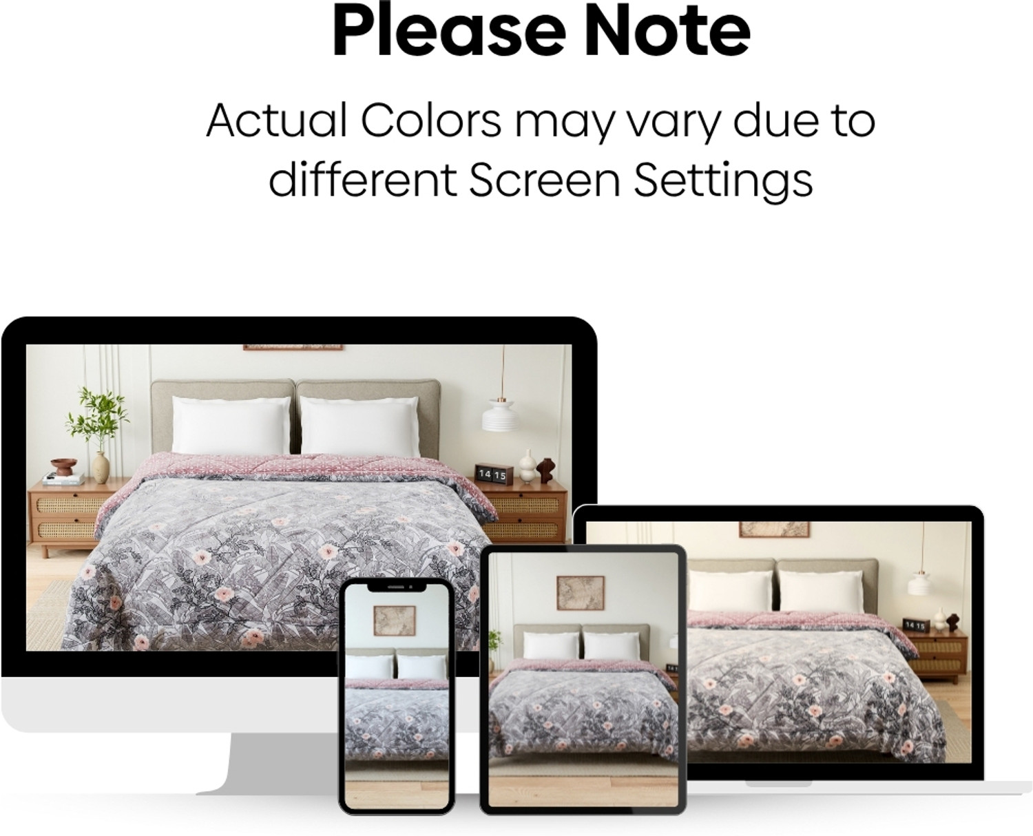 Image of haus & kinder Printed Double Comforter for AC Room (Polyester, Blush Botanica)