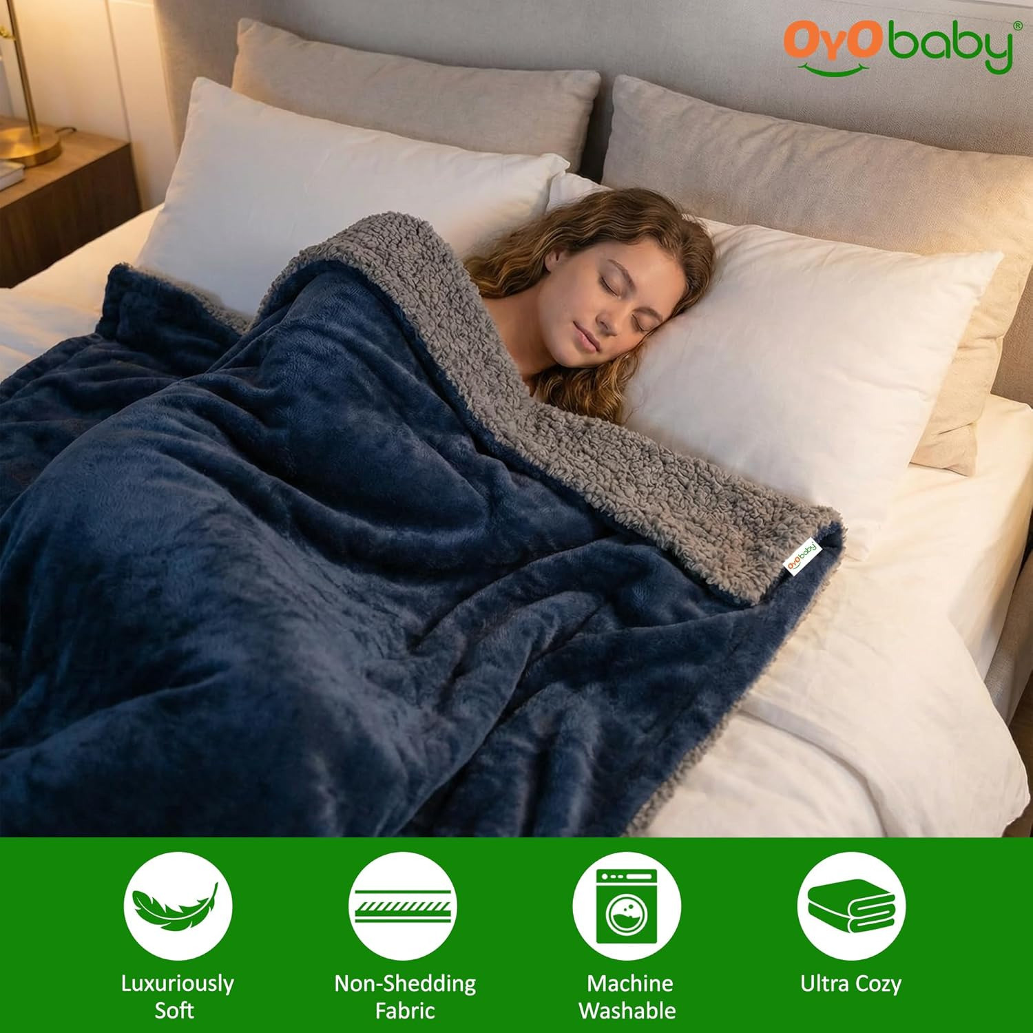 Image of Oyo Baby Solid Double Woollen Blanket for Heavy Winter