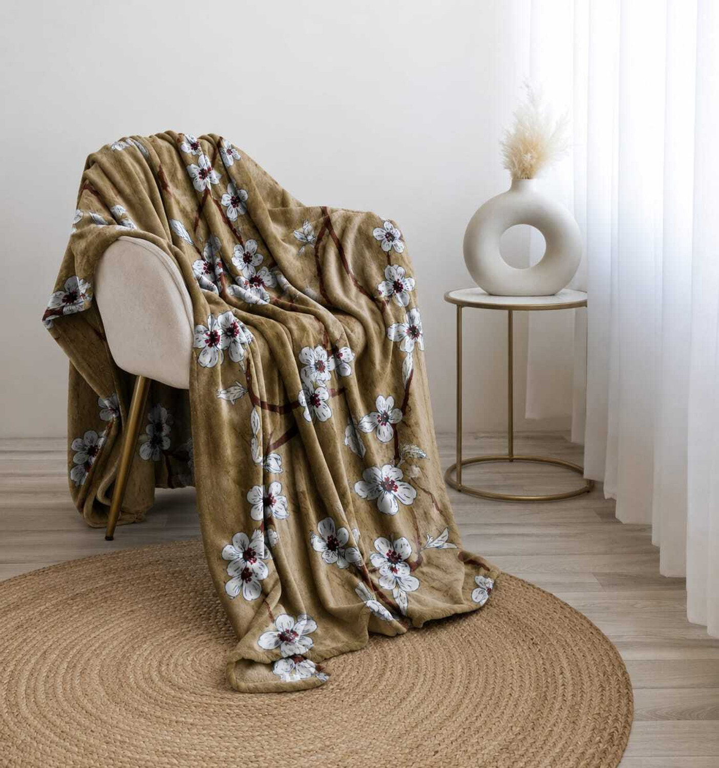 Image of STOMIA Solid Double AC Blanket for All Season (Cotton, Brown)