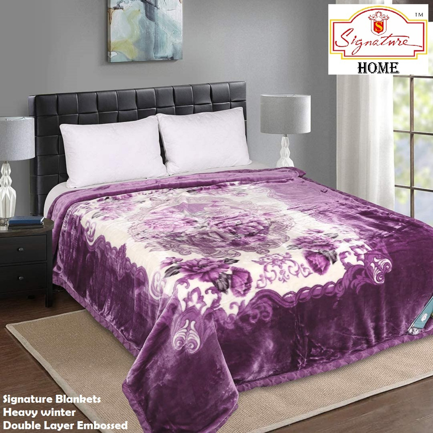Image of Signature Floral Double Mink Blanket for Heavy Winter