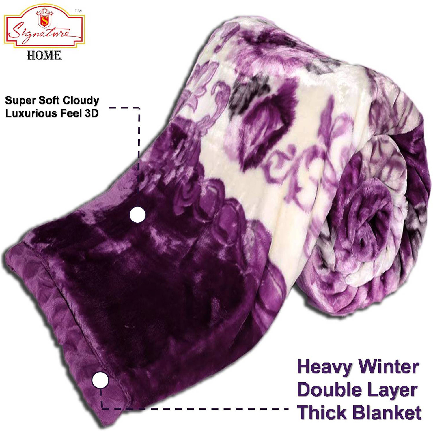 Image of Signature Floral Double Mink Blanket for Heavy Winter