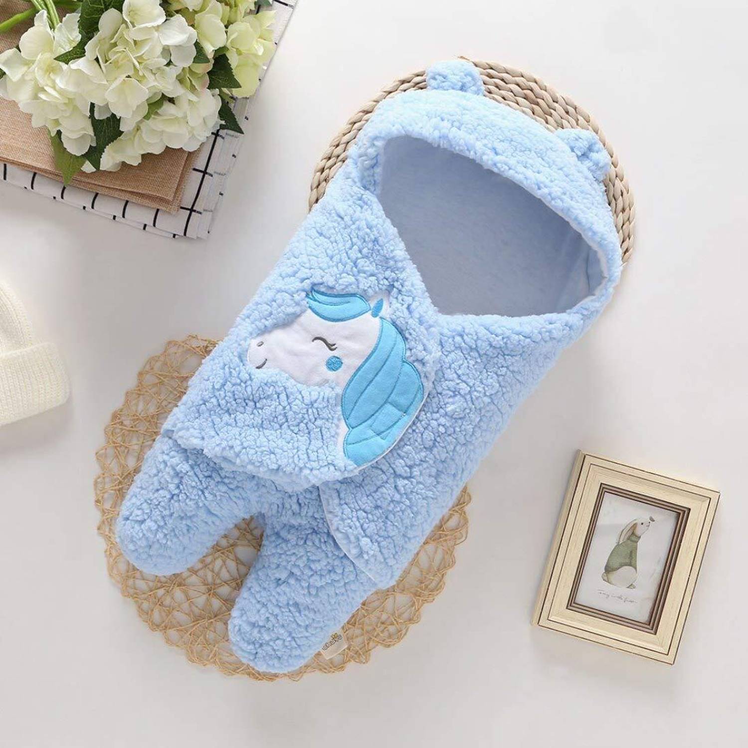 BREEZEWAY Printed Single Hooded Baby Blanket for Mild Winter