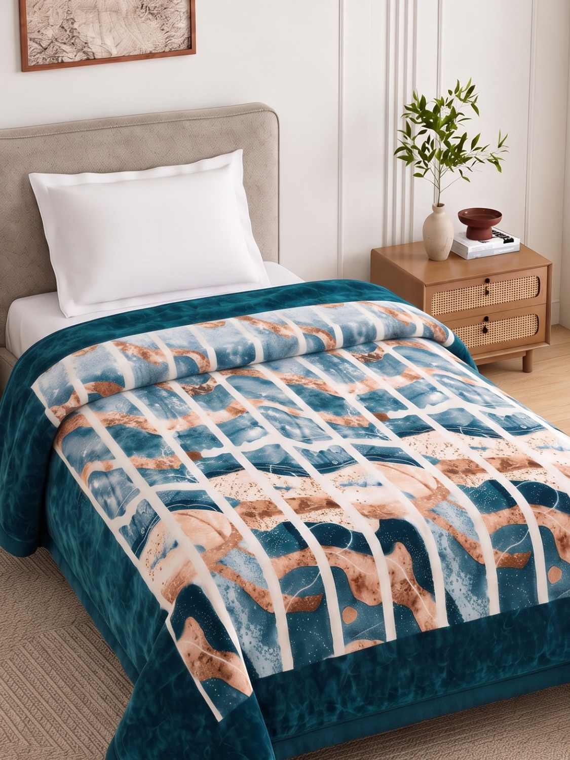 Image of haus & kinder Printed Single AC Blanket for Mild Winter (Polyester, Multicolor)