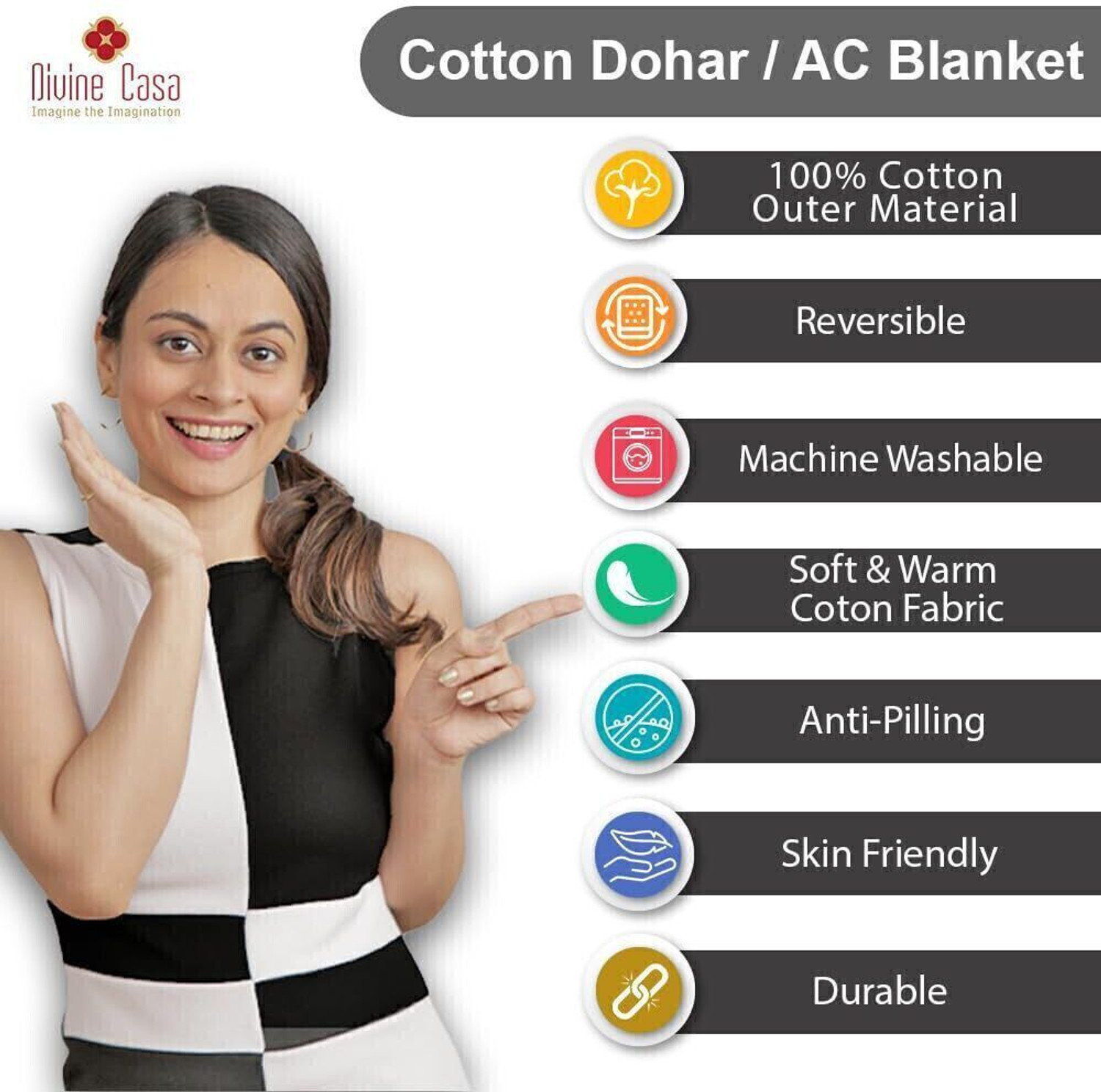 Image of Divine Casa Printed Double Dohar for AC Room