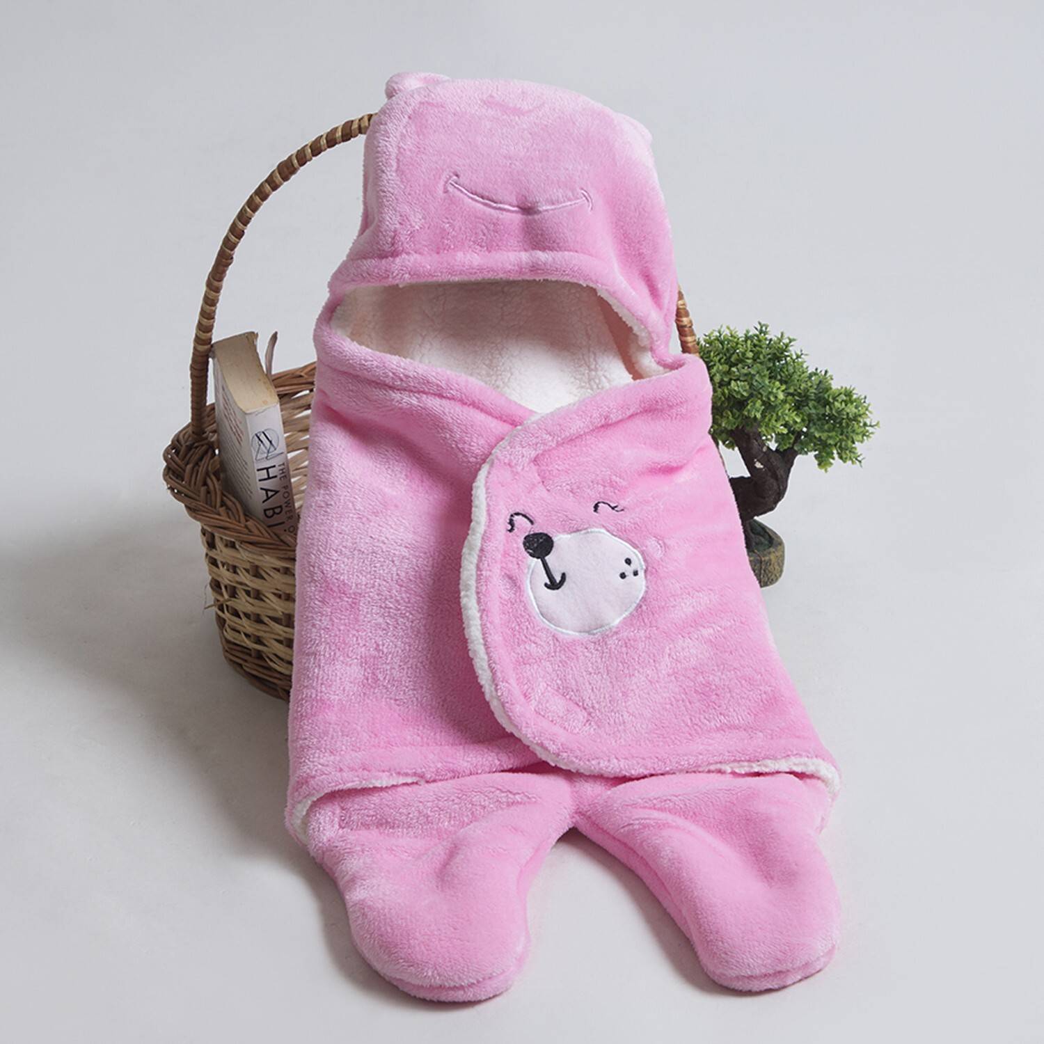 BABY ZONE Solid Crib Hooded Baby Blanket for  AC Room