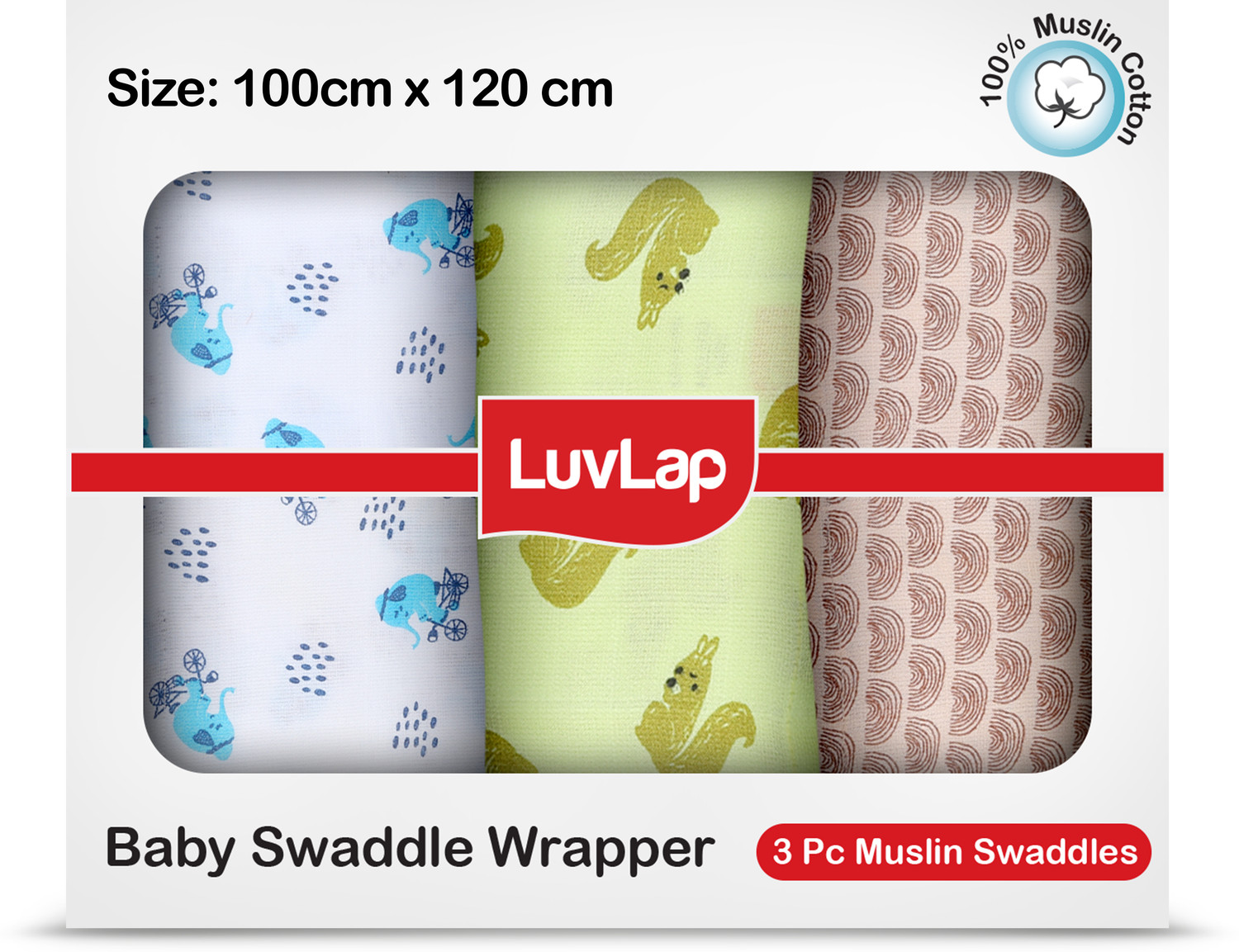 Image of LuvLap Printed Single Swaddling Baby Blanket for AC Room