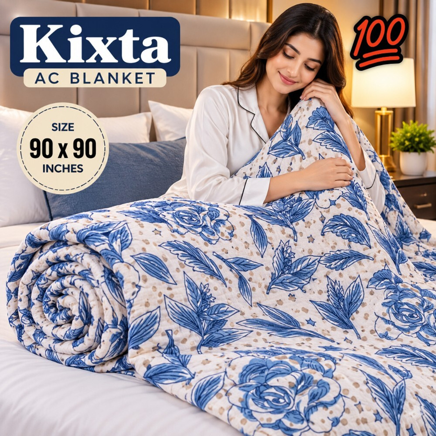 Image of KIXTA 3D Printed Double AC Blanket for AC Room (Microfiber, printed)