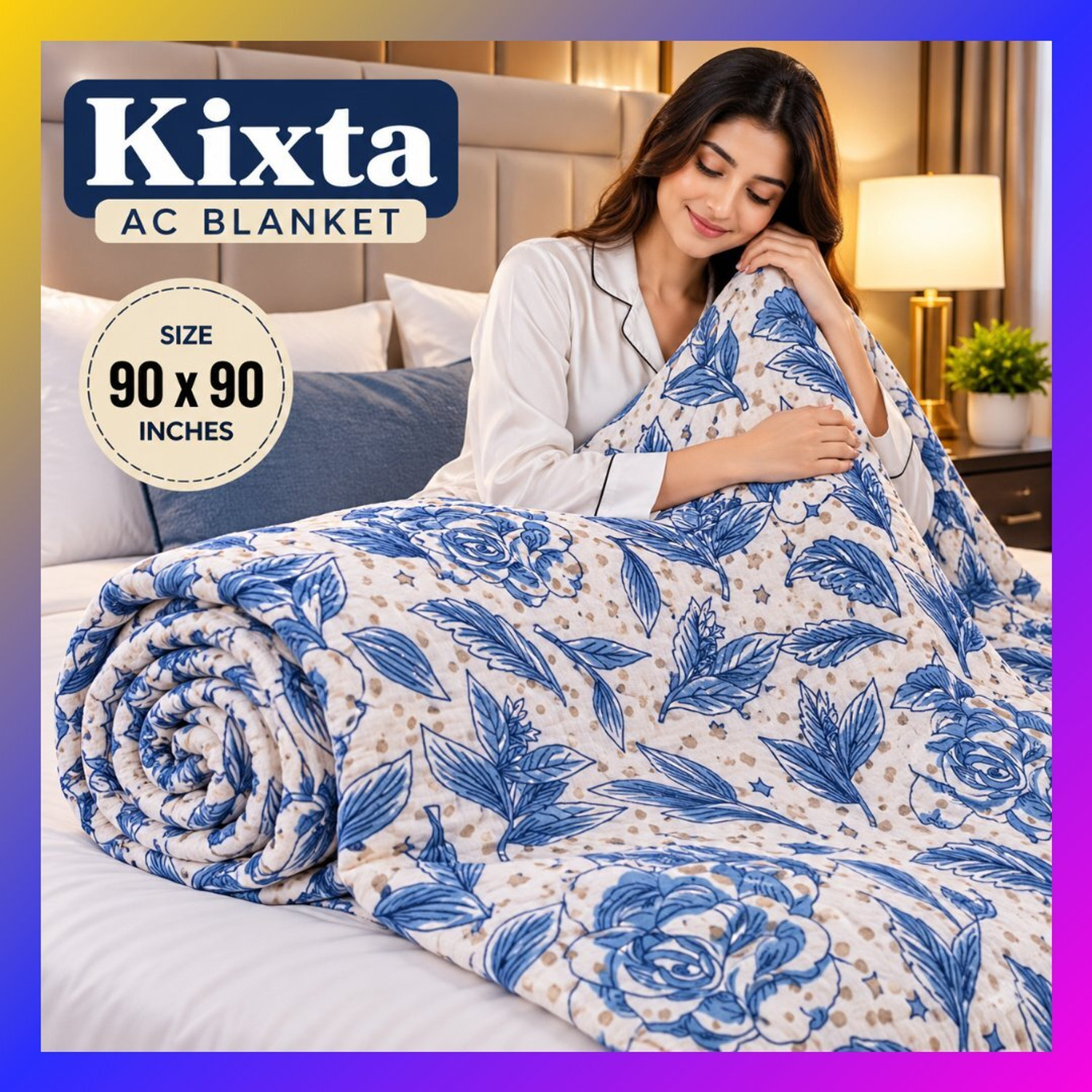 Image of KIXTA 3D Printed Double AC Blanket for AC Room (Microfiber, printed)