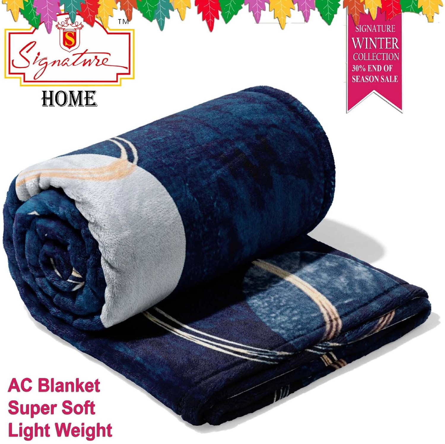 Image of Signature Floral, Motifs, Printed, Solid, Embroidered, Geometric, Self Design Double AC Blanket for AC Room