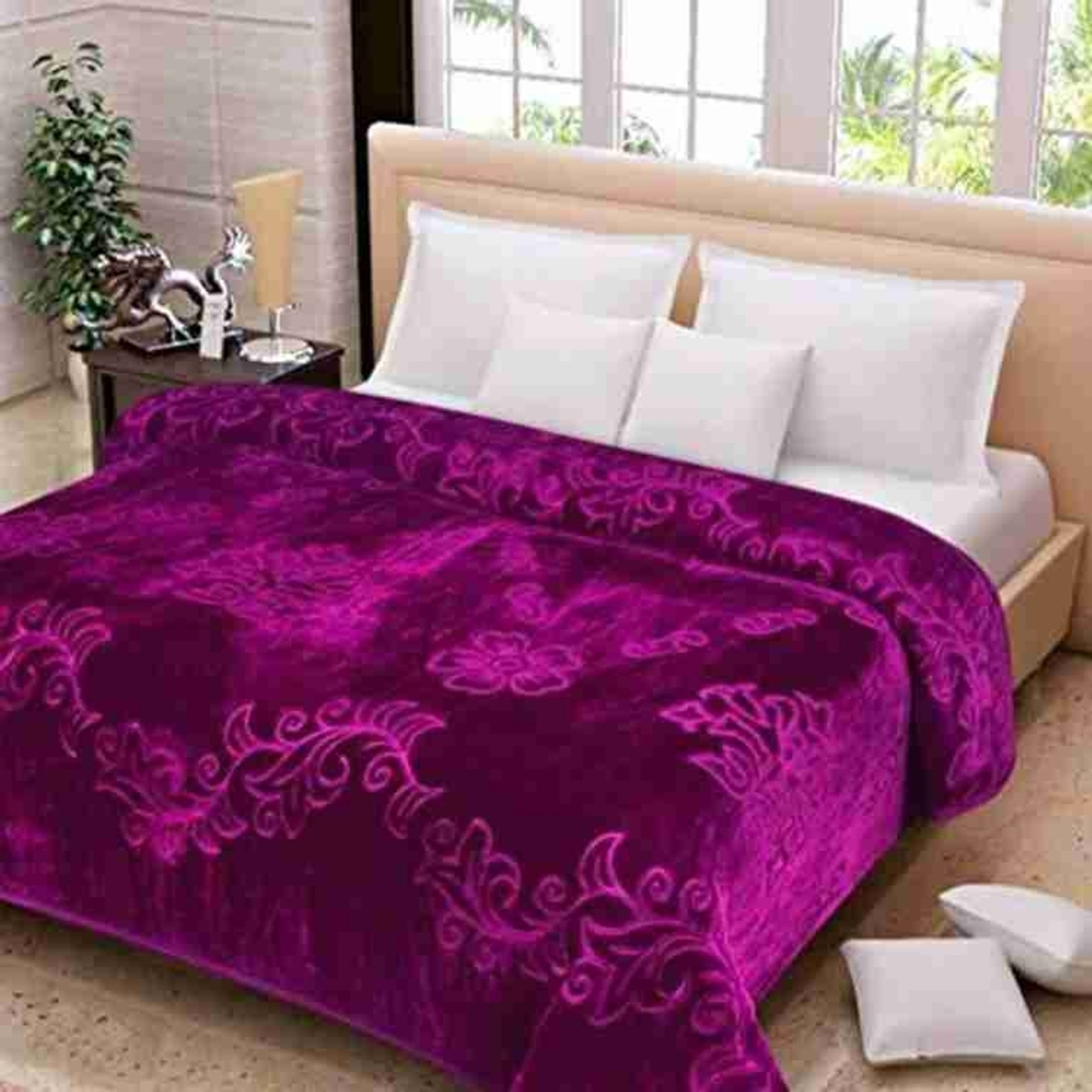 Image of NK Handlooms Floral Double Mink Blanket for Heavy Winter