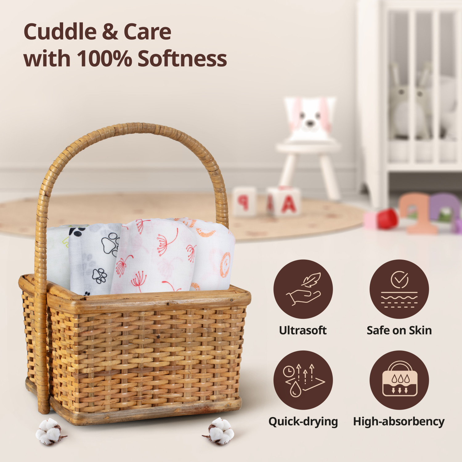Image of LuvLap Printed Single Swaddling Baby Blanket for Mild Winter