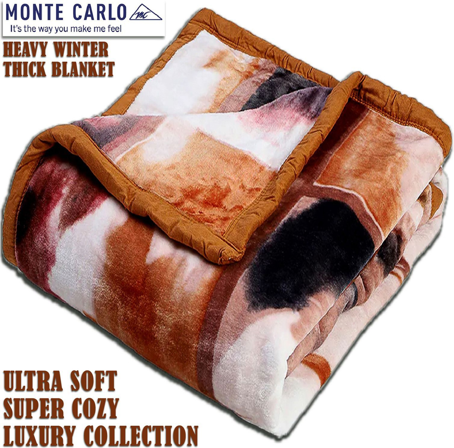 Image of MONTE CARLO Floral, Embroidered, Motifs, Geometric, Printed, Abstract, Polka Double Woollen Blanket for Heavy Winter
