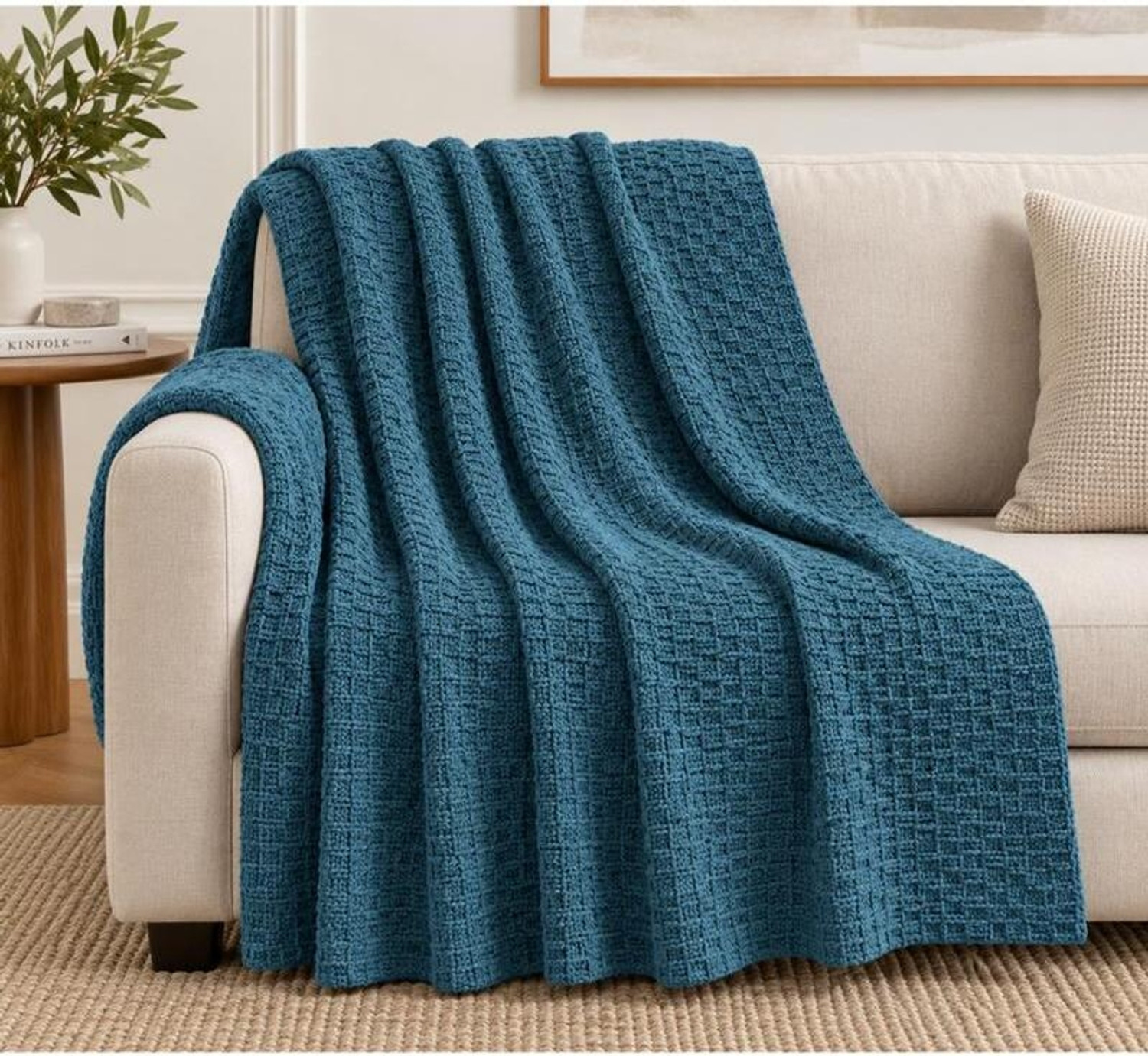Image of Datch Solid Single Throw for All Season (Cotton, Teal)