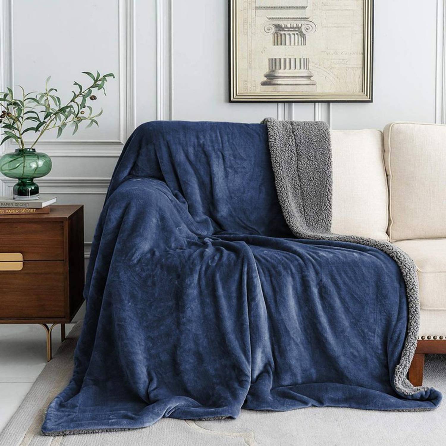 VAS Solid Double Sherpa Blanket for Winter - Image 4