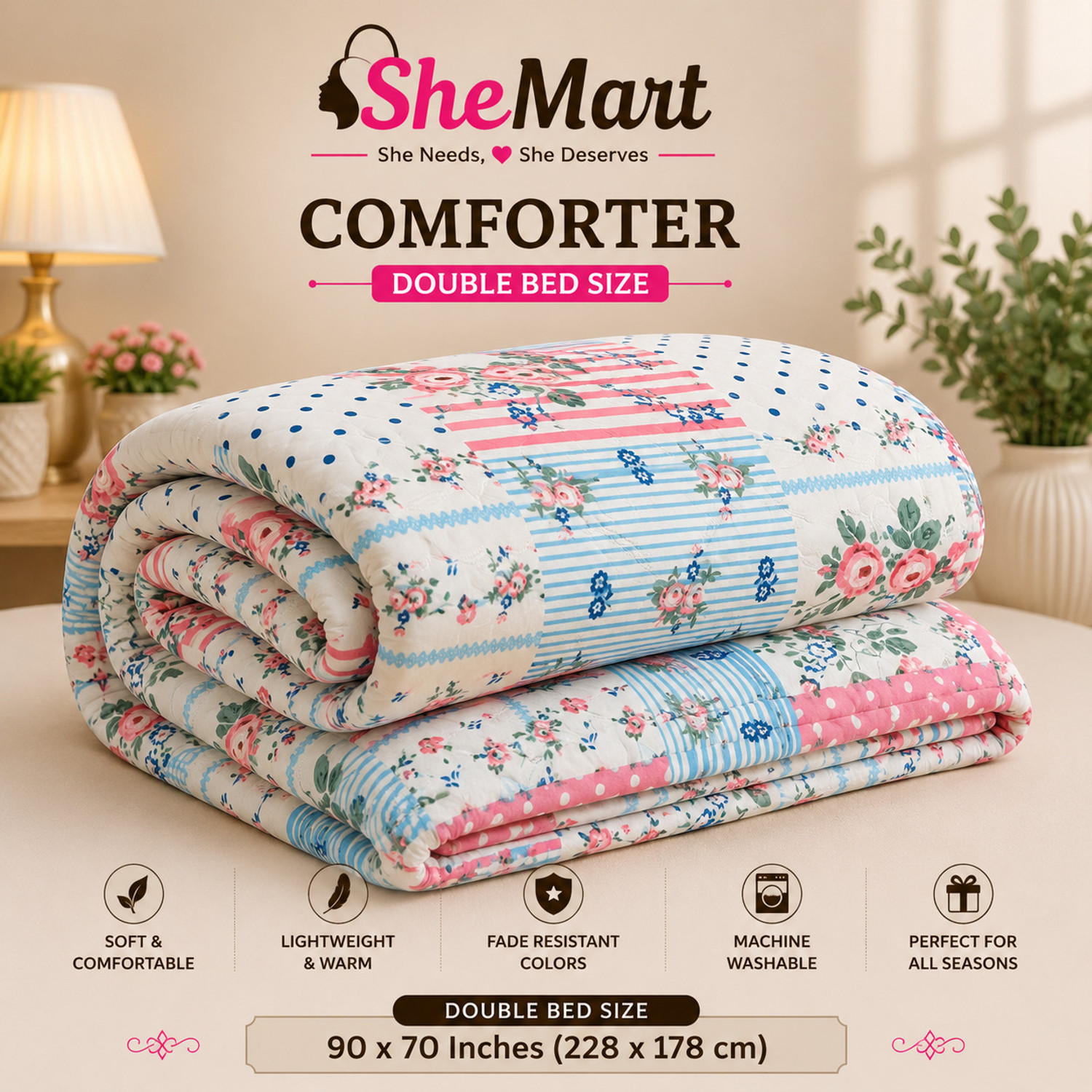 Image of Shemart Floral Double Dohar for All Season