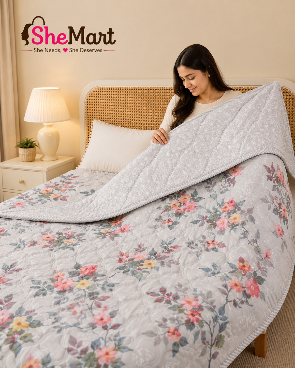 Image of Shemart Floral Double AC Blanket for AC Room