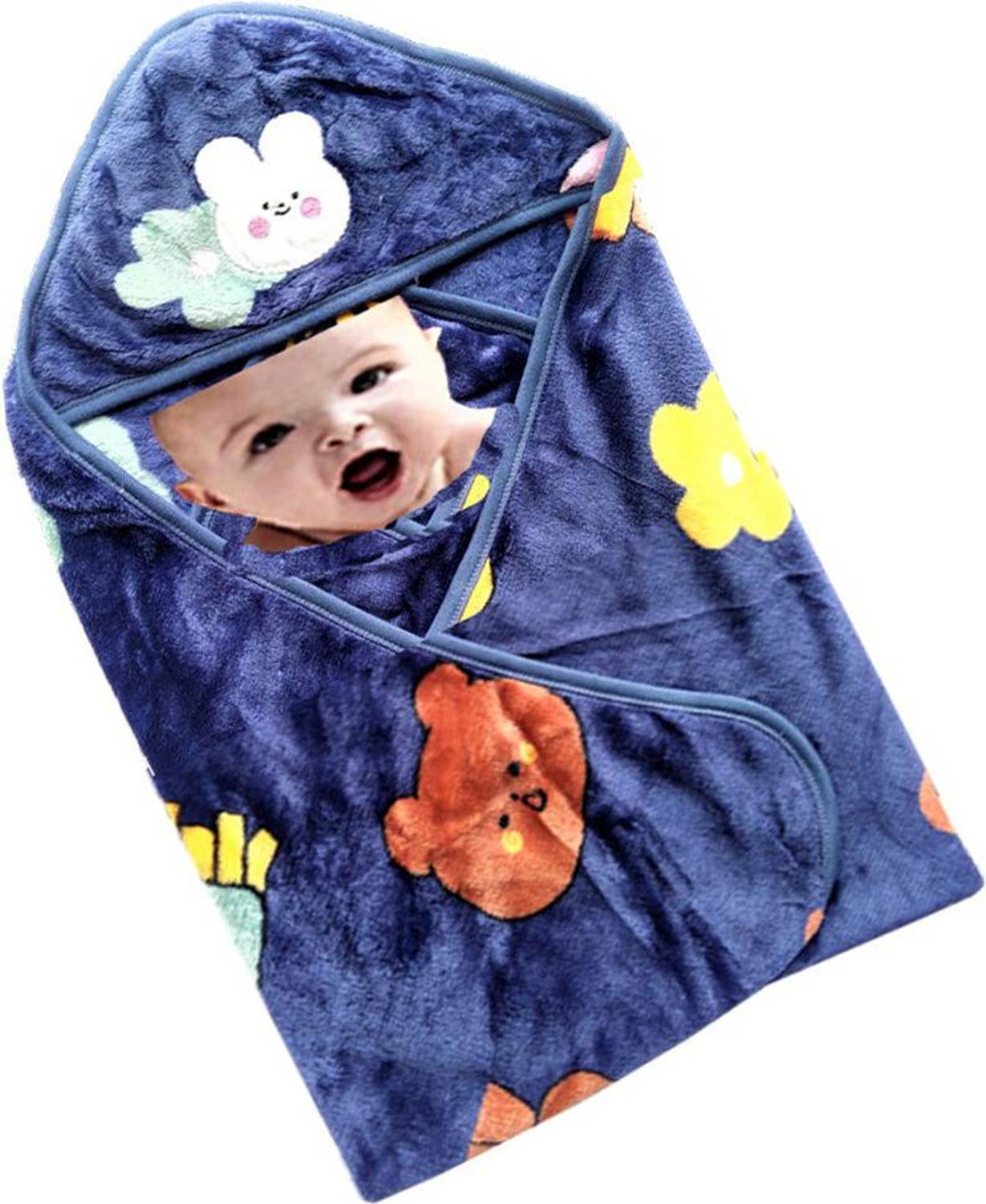 Ambiaim International Cartoon, Floral, Printed Single Hooded Baby Blanket for Mild Winter