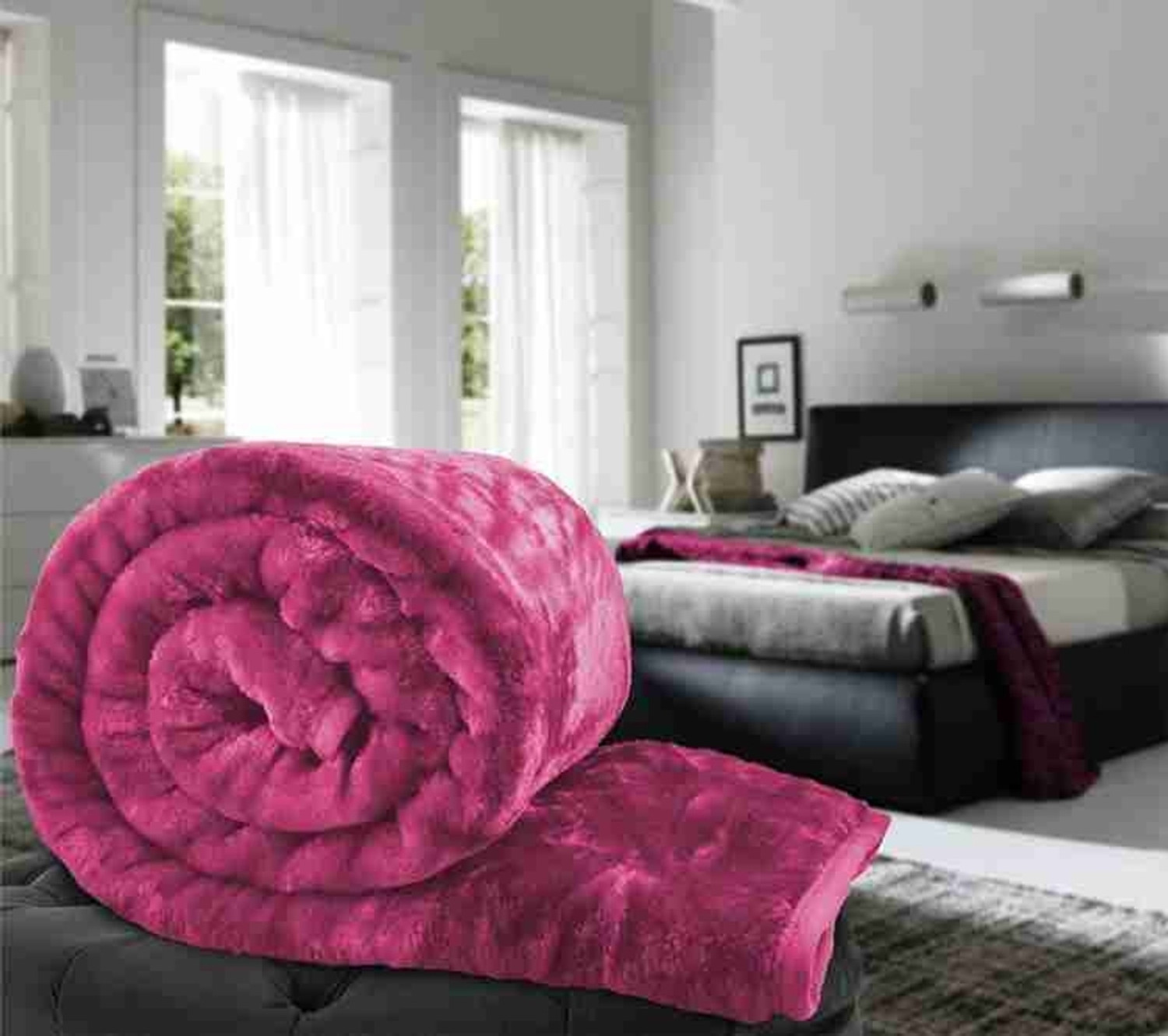 Image of NK Handlooms Floral Double Mink Blanket for Heavy Winter