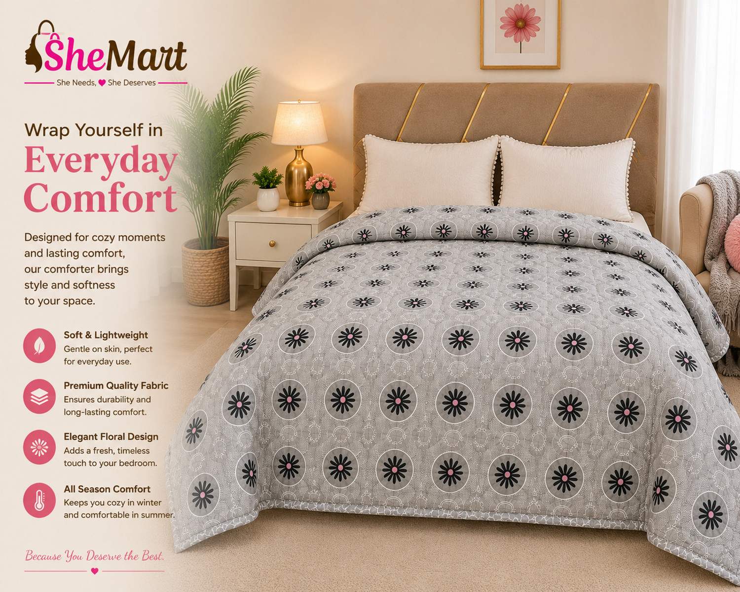Image of Shemart Floral Double Dohar for All Season