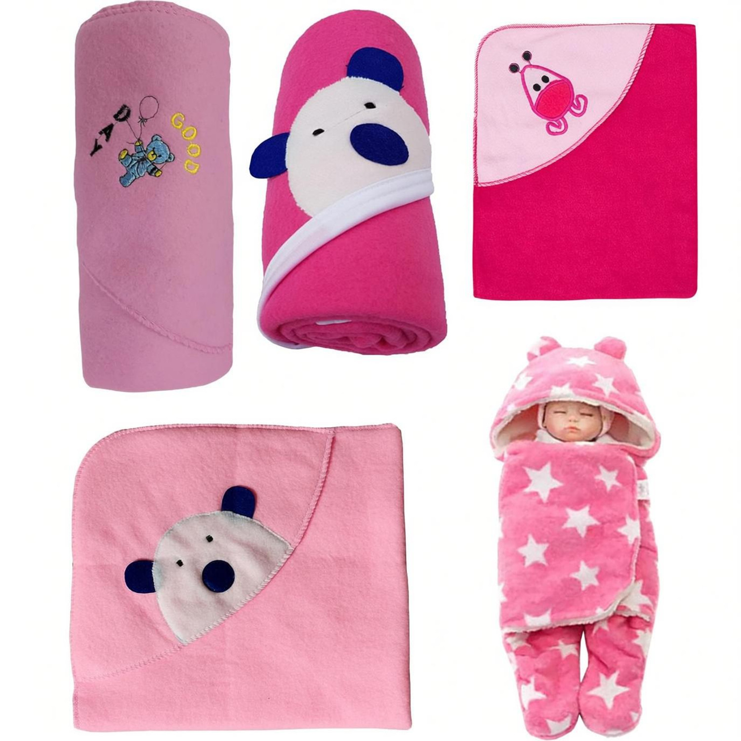 Image of NAMAN Embroidered Crib Hooded Baby Blanket for AC Room