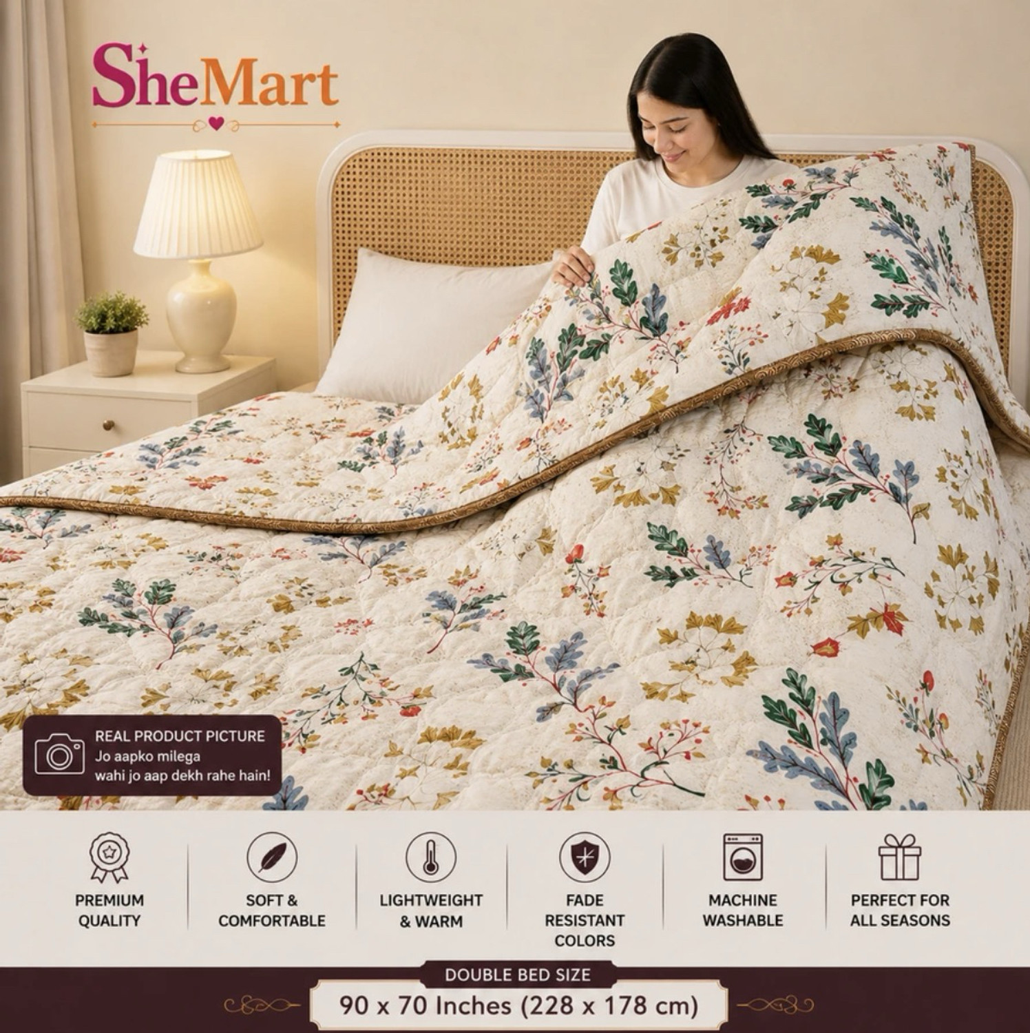 Image of Shemart Floral Double Dohar for All Season