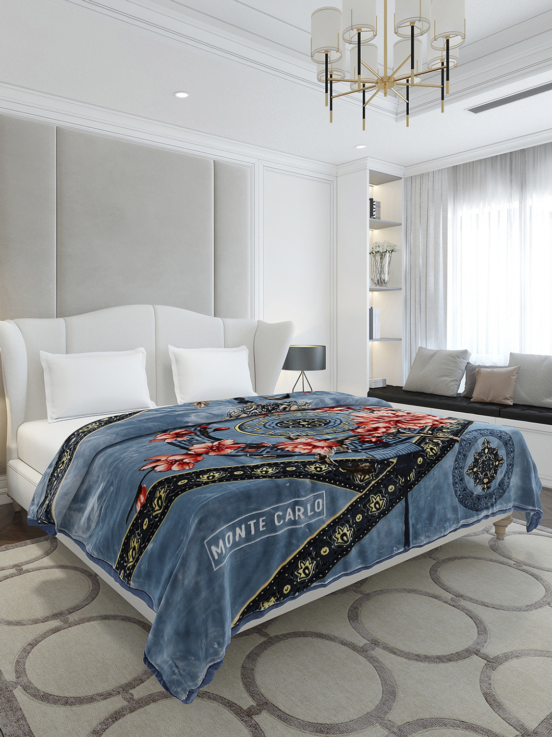 Image of MONTE CARLO Printed Double Mink Blanket for Heavy Winter