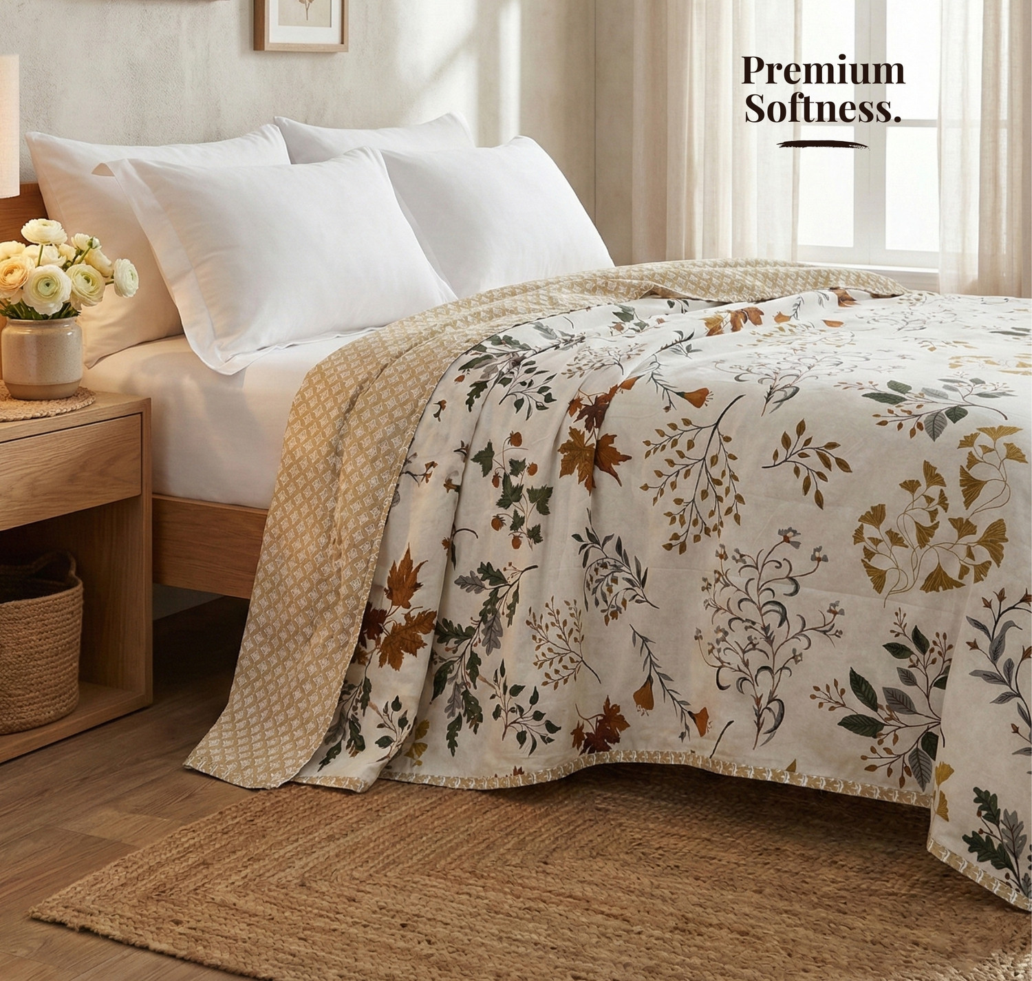 Image of VAS COLLECTIONS Floral Single Dohar for AC Room