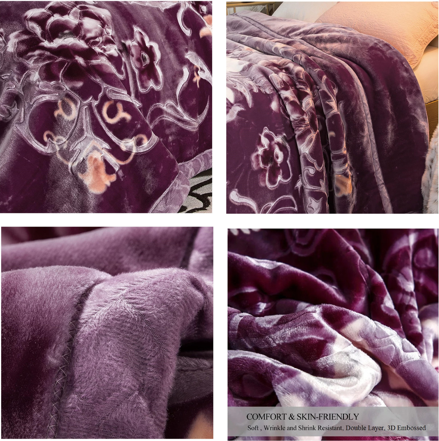 Image of Signature Floral Double Mink Blanket for Heavy Winter