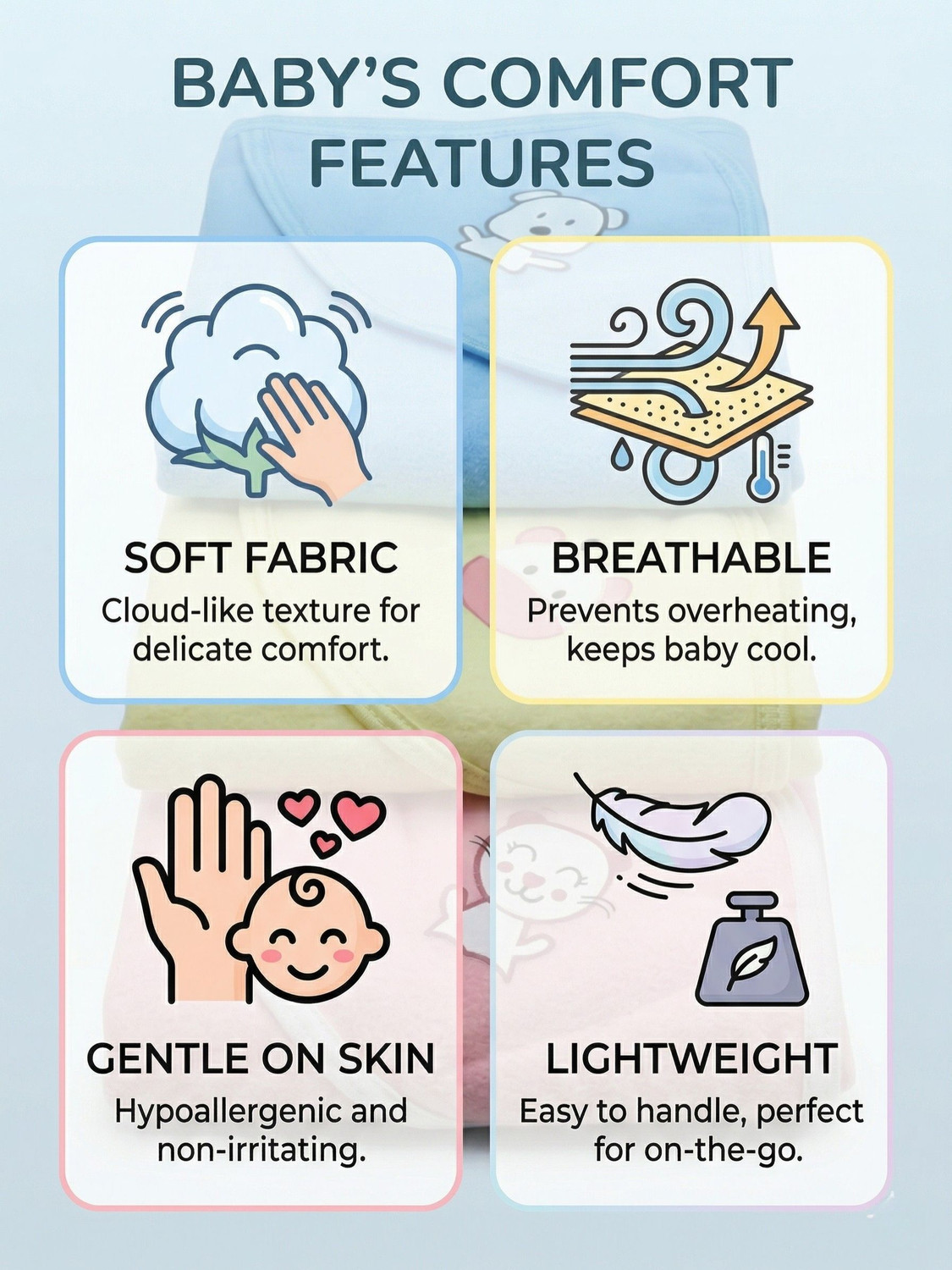 Image of BABY ZONE Microfiber 200 GSM Bath Towel