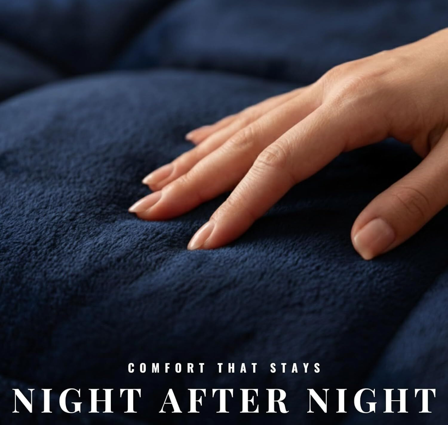 Image of Relaxfeel Solid Double Weighted Blanket for Heavy Winter (Fur, navy & Grey)