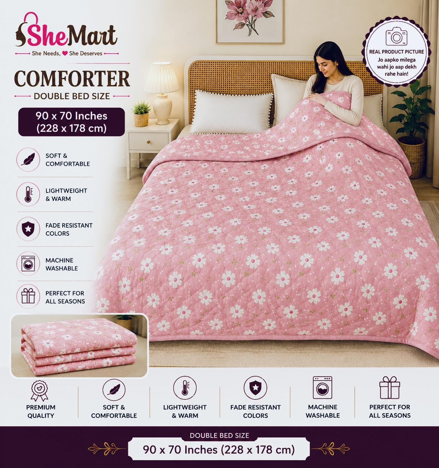 Image of Shemart Floral Double Dohar for All Season