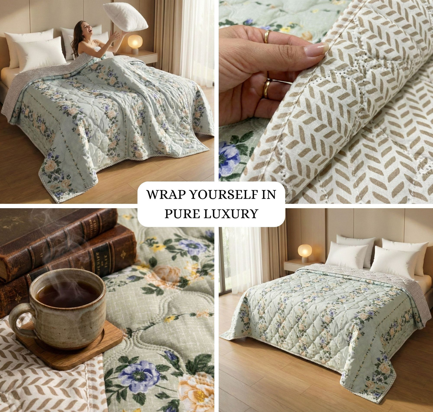 Image of VAS COLLECTIONS Floral Double Comforter for AC Room
