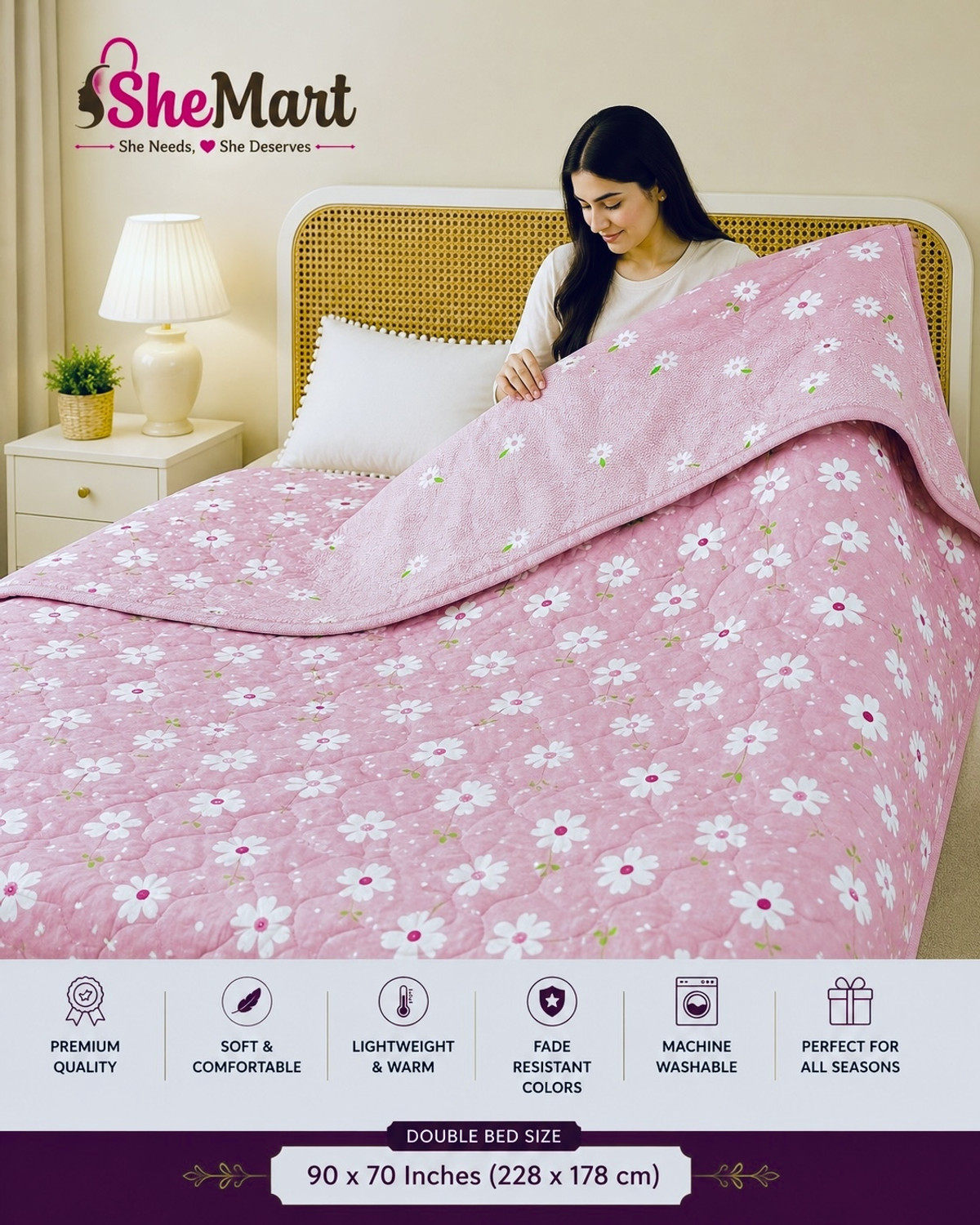 Image of Shemart Floral Double Dohar for All Season