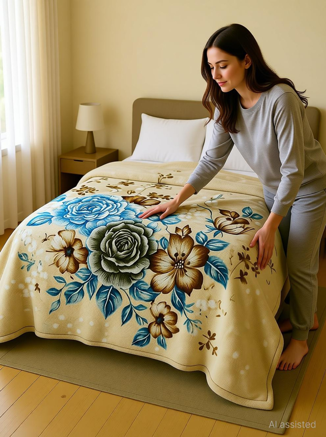 Image of Raymond Home Floral Double Mink Blanket for Heavy Winter