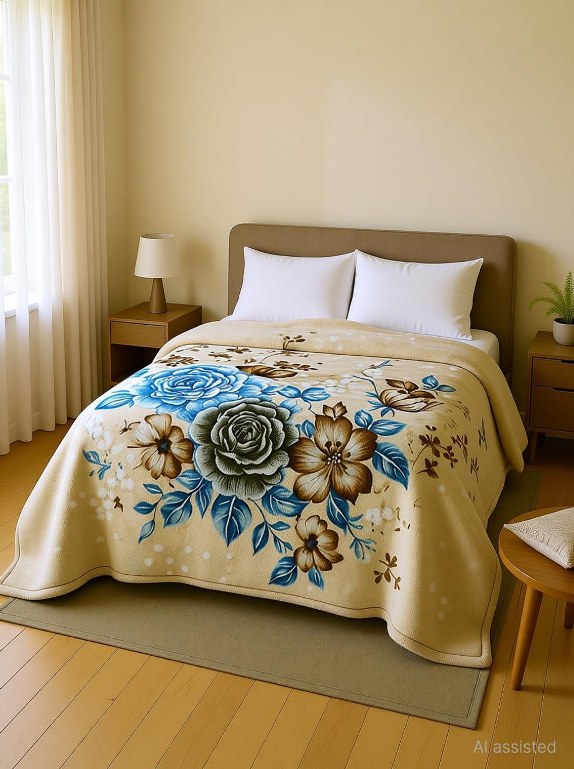 Image of Raymond Home Floral Double Mink Blanket for Heavy Winter