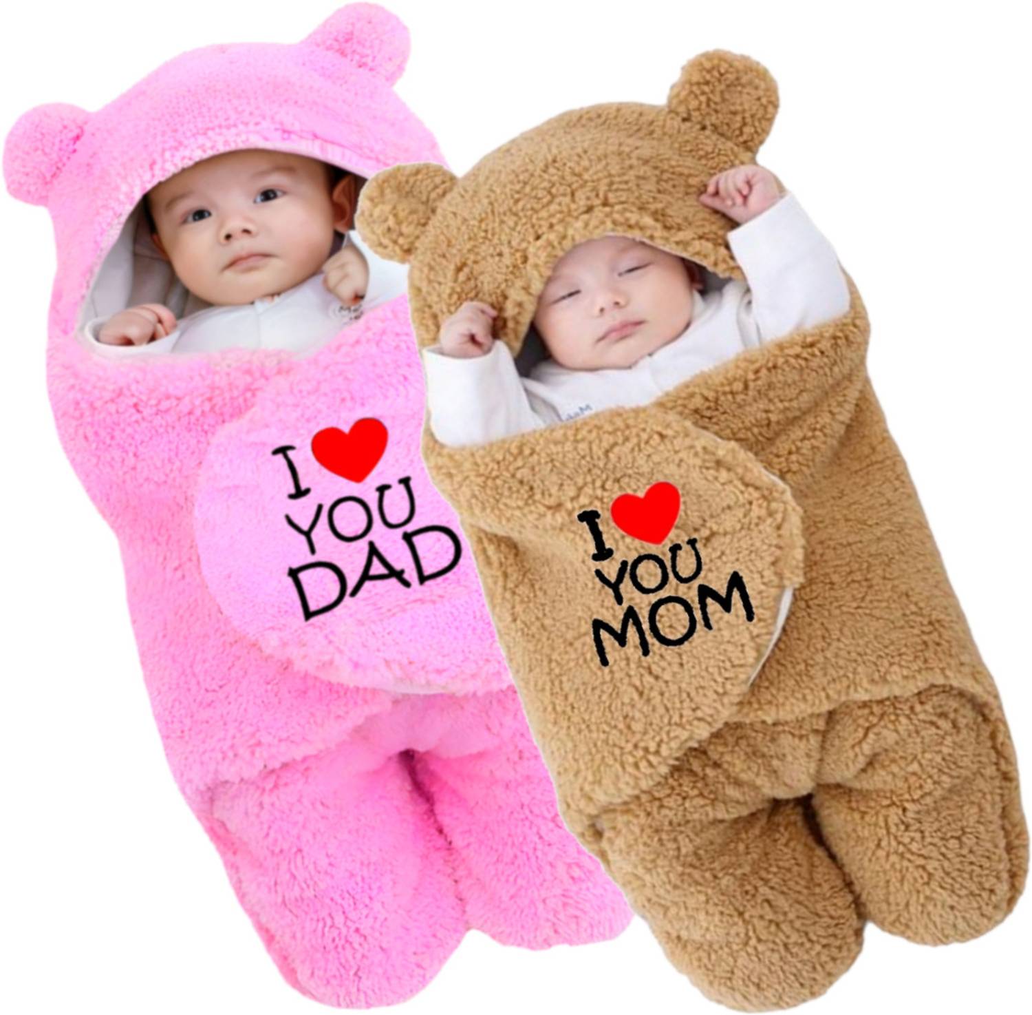 BRANDONN Embroidered Crib Hooded Baby Blanket for Mild Winter