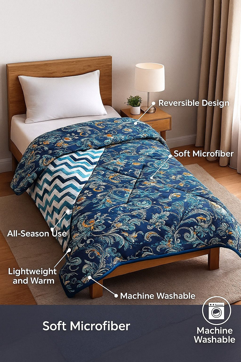 Image of AAZEEM Printed Single Comforter for AC Room
