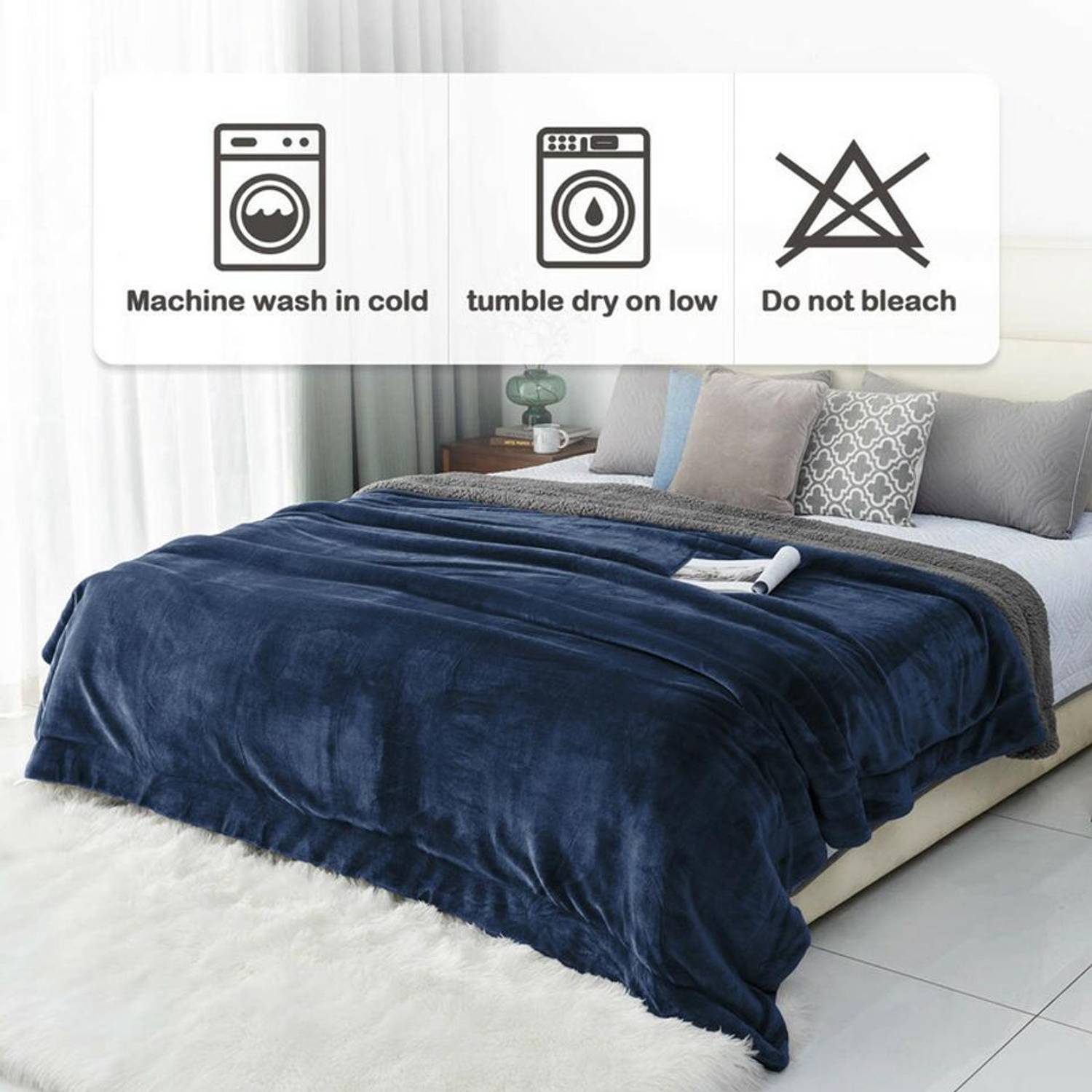 VAS Solid Double Sherpa Blanket for Winter - Image 5
