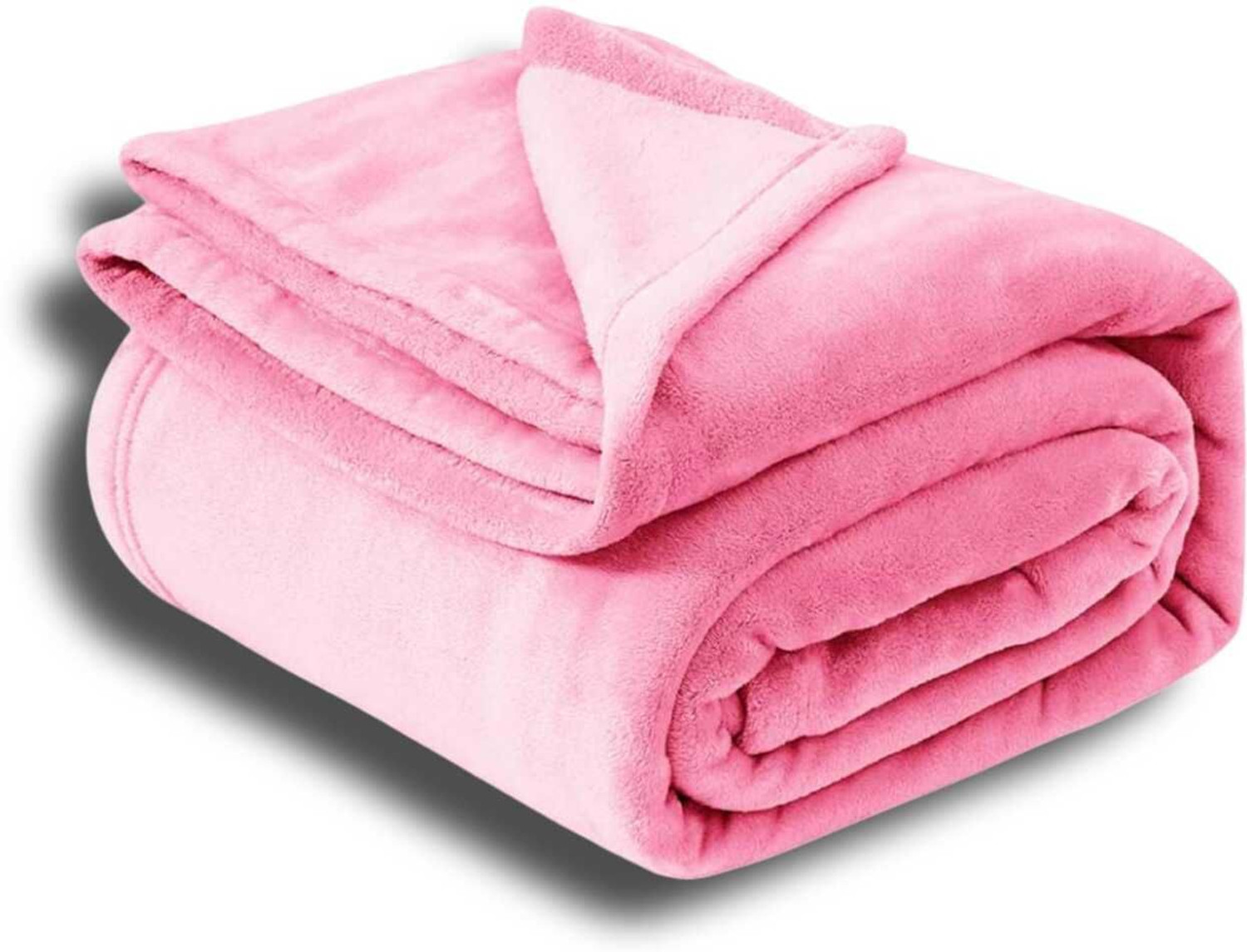 Image of Cotton Bolls Textiles Solid Double Fleece Blanket for Mild Winter (Microfiber, Pink)