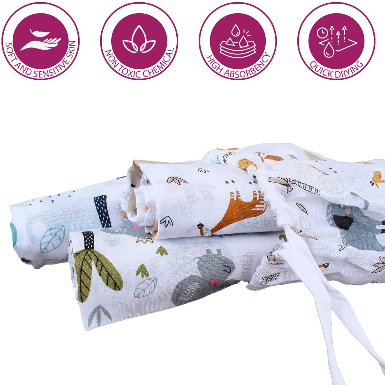 Image of Trance Home Linen Printed Crib Swaddling Baby Blanket for All Season