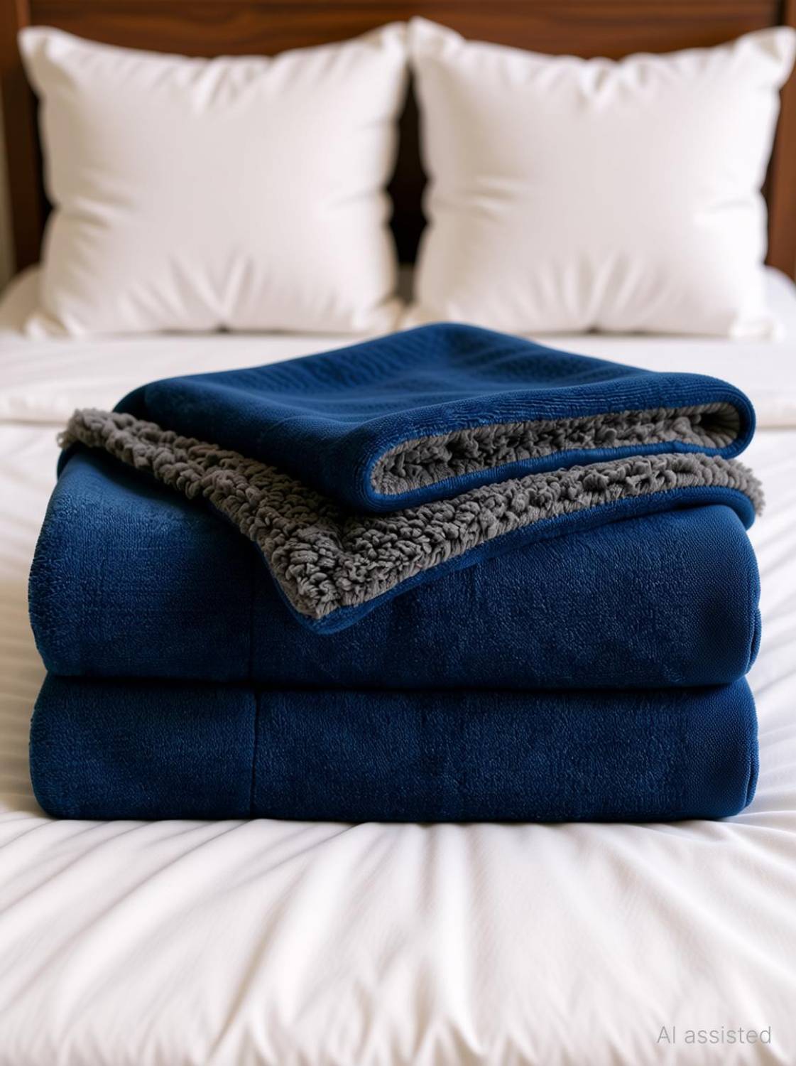 VAS Solid Double Sherpa Blanket for Winter - Image 2