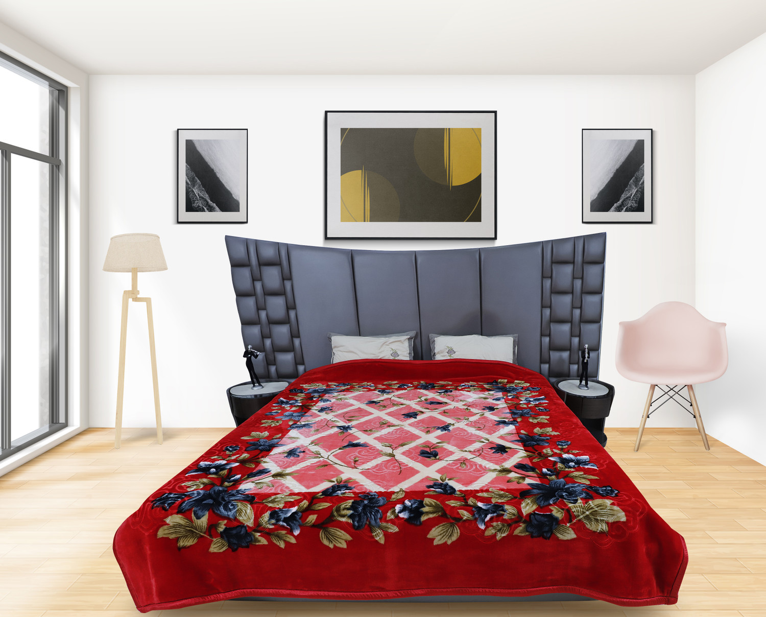 Image of RIAN Floral Double Mink Blanket for Heavy Winter